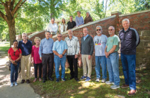 Evansville Day School Class of 1975 recreated senior photo provided by Susan Watson-Spiller. Top Row: Paul Wyatt, Susan Watson- Spiller, Garrett Gardner, Debbie Harned Blackshear, and Victoria Hust. Bottom Row: Yolanda LaGrone Clemons, Jim Kluger, Evelyn Fay Leinbach, Bruce Simon, Dave Trockman, Jeff Sater, Tom Martin, Edd Frisse, Guy Slaughter, and Jim Butterfield